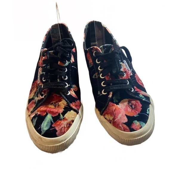 Superga Shoes - Superga Anthropologie Sneakers Floral Velvet Low Top Platform Women’s 9 1/2